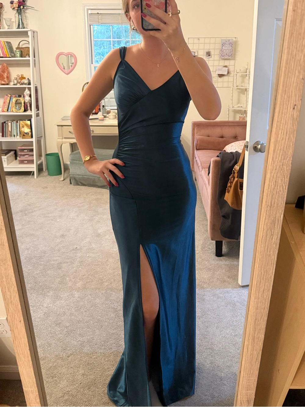 Green/blue Satin Formal Dress